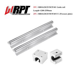 Linear Guide 2PCS SBR12 16 20 25 30 35 40 Length 1200-2550mm 2PCS SBR12-40UU Pressure Plate Slider Bearing DIY Mills CNC Parts