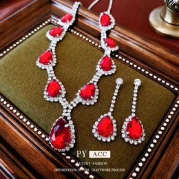 Diamond Studded Earring Set with Fashionable Luxurious Collarbone Chain, Internet Celebrity, Elegant and Versatile Necklace for Women