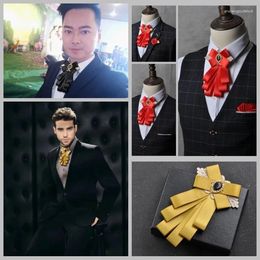 Bow Ties Tie Korean British Business Casual Men's Suit Emcee Host Bowtie Pocket Square Corsage Set Men Wedding Accessories Gift