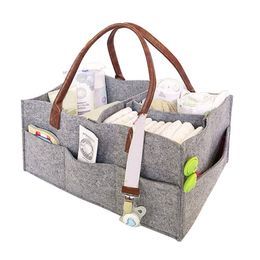 Baby Diaper Caddy Organizer Foldable Felt Storage Bag Car Travel Bag Nursery Basket For Changeable Compartments Mama Bag