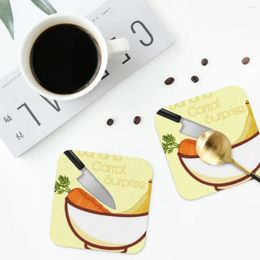 Table Mats Banana Carrot Surprise Coasters Leather Placemats Waterproof Insulation Coffee For Decor Home Kitchen Dining Pads Set Of 4