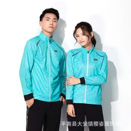 Soccer Sets/tracksuits Autumn Winter Badminton Suit Set Brilliant Couples Training Shirt Table Tennis Jersey Printed Long Sleeved Sportswear for Competition