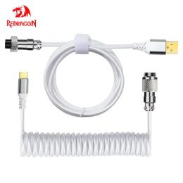 Accessories REDRAGON A115 Type C USB Coiled Wire Spring Cable Aviator Desktop Computer PC Aviation Connector for Mechanical Keyboard Laptop
