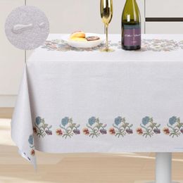 Table Cloth Rectangle Tablecloth Waterproof Oil-Proof With Embroidery Design Spill-Proof Wipeable Cover For Dining