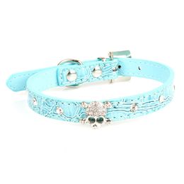Small Dogs Collars retractable Skull Rhinestone Puppy Product For Pets Accessories Cats Necklace tasma halsband kat