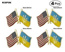 USA Ukraine Friendship Flag Pin Lapel Pin Badge Brooch Icons 4PC7513284