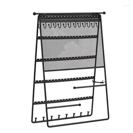 Storage Boxes Black Vertical Folding Jewellery Display Stand Foldable Earrings Necklaces Rings Easy Instal