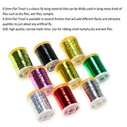 ICERIO 150Yards 0.3mm Wide Fly Tying Flat Mylar Tinsel Flash Tape Holographic Tinsel For Tying Nymphs Wet Dry Fly Fishing Lures