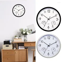 Wall Clocks Waterproof Outdoor 12 Inch Silent Round Battery Clock With Temperature And Humidity Weatherproof