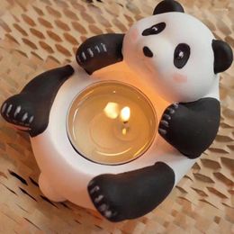 Candle Holders Cute Tea Light Holder Panda Statue Votive Stand Multiuses Plaster Craft For Tabletop Home Decor Supplies