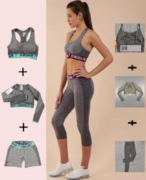 Womens Designer Grils Yoga Suit Sleeve Long Pants Shorts Bra Bust Sportwear Tracksuits Fitness Jumpsuit Sport Clothes Gym Print Letter1946164