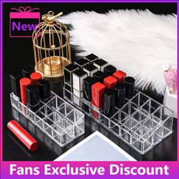 Hot Sale Transparent 12 Grids Acrylic Makeup Organizer Lipstick Holder Display Rack Case Make Up Organizer Tool