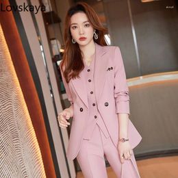 Women's Two Piece Pants Navy Blue Workplace Suit Vest Three Set For Business Dress And Work Clothes