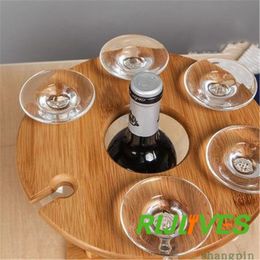 Bamboo Cup Bottle Holders Household Red Wine Hanging Drain Goblet Holder Display Stand Support Dry Bracket