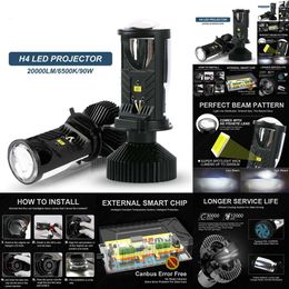 New Y6D H4 LED Headlight Projector Lens with Fan Cooling 90W Automobile Hi Lo Beam Bulb 12V 6000K RHD LHD