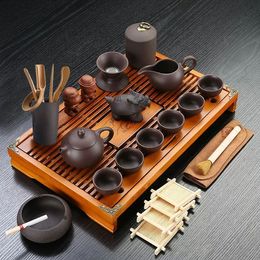 Hot Sale Yixing Ceramic Kung Fu Tea Set Solid Wood Tea Tray Teapot 27-piece Tea Suit Chinese Tea Ceremony