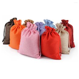 Storage Bags 50pcs Burlap Gift With Drawstring Linen Jewellery Pouches Wedding Hessian Jute For Birthday Party Favours
