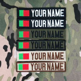 Custom Name Tape Portugal Flag Embroidery Patch Hook And Loop Multicam Green ACU Black Tan