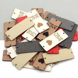 20Pcs Made With Love Tags Handmade Label Faux Artificial PU Leather Labels For Clothing Hand Made Tags For Hats Knitted Sewing