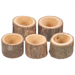 Candle Holders 5 Pcs Round Trays Wooden Holder Container Storage Mushroom Candleholder Classic Candlestick