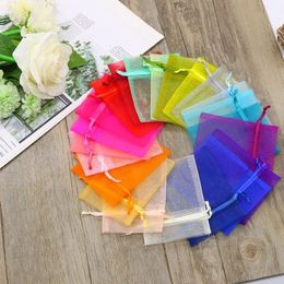 10pcs 7x9cm Sheer Organza Bags Wedding Birthday Party Candy Box Chocolate Bags Gift Pouches Jewellery Storage Drawstring Bags