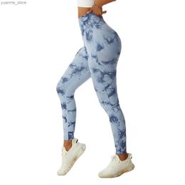 Yoga Outfits Women Tiedye Gym Leggings Seamless Mujer Push Up Booty Pants Scrunch Sports Fitness High Waist Workout Yoga Leggins Drop Ship Y240410