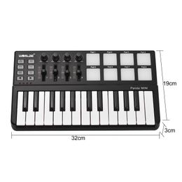 Hot WORLDE Panda MIDI Controller Keyboard MINI 25-Key Ultra-Portable USB MIDI Keyboard Controllers Backlit Trigger Pads 9 Styles