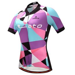 MILOTO-Short Sleeve Jersey for Women, Anti-UV, Breathable, MTB Cycling Clothing, Bike Running, Outdoor, Summer, Fashion, 2020