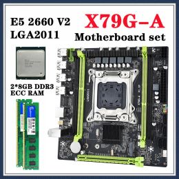 Motherboards X79GA Motherboard Kit With E5 2660 V2 Processor LGA 2011 2*8GB 16GB 1600Mhz DDR3 RECC RAM Support USB2.0 SATA2.0 NVME M.2