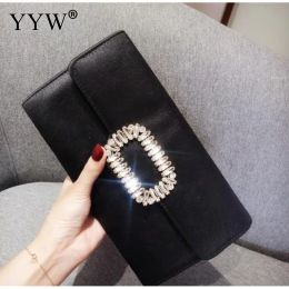 Silk Satin Purses and Handbags Luxury Square Rhinestone for Women Wedding Party Handbag Evening Bag Wedding Clutch Wallet Female