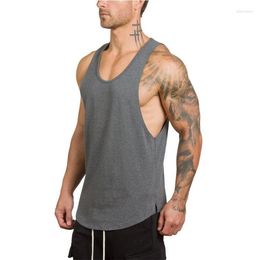 Men's Tank Tops Mens Vest Solid Colour Summer Man Gym Singlet Male V-neck Cotton