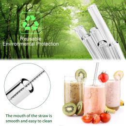 8 Colours Reusable Glass Straws 8mm Straight Bent Glass Drinking Straws Eco Friendly Glass Straws for Beverages Milk Cocktail