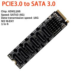 Cards PCIE3.0 to 6 Ports SATA Adapter M.2 to SATA Adapter M2 M Key 6Gbps SSD to SATA3 Expansion Card SSD Adapter Card For Desktop