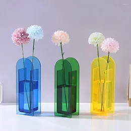 Vases Chic Break Resistant Compact Living Room Semitransparent Decorative Acrylic Vase No Odor Floral Container Garden Decor