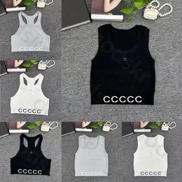 Simple Thin Sports Vest Women Knit Round Neck Thin Tank Tops Shirt Casual Sleeveless Crop Tops