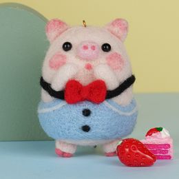 Wool Felt Needle Craft Kit DIY Material Package Handmade Wool Felt Poked Animal Pig Doll Non-Finished DIY Wool Felting Package