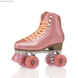 Patins em linha patins profissionais rosa mulheres garotas patins patins patines linha dupla 2 linha 4 pu flash rodas deslizantes tênis de treinamento quádruplo y240410