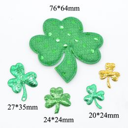 100Pcs/16Pcs Spring Flower Padded Clover Shape Patches Small & Big Leaf Appliques Clothing DIY Crafts Accessories Supplies