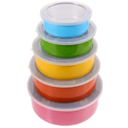 Dinnerware Sets 5 Pcs Containers Glass Color Crisper Metal Bowls Lids Mixing Kitchen Stainless Steel Student