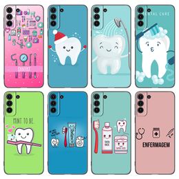 Dentist Teeth Doctor Phone Case For Samsung Galaxy S21 S20 FE S22 Ultra S10 Lite S9 S8 Plus S10E S7 Edge Soft TPU Black Cover