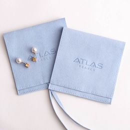 Custom Stamped logo Printed Luxury Envelope Flap Micro Fibre Suede Microfiber Envelope Jewellery Pouches and Packaging Gift Bags