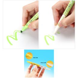 6pcs Erasable Highlighters Pastel Markers Dual Tip Fluorescent Pen for Art Drawing Doodling Marking School Stationery F245