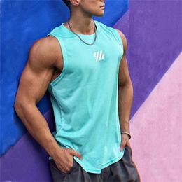 est Summer Gym Vest High Quality mesh Shirt Sleeveless Tshirts Men Tank Tops basketball running Fitness Sports men 240403