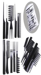 Dropship 10pcs Professional Salon Hair Combs Kits Barber Cutting Comb Brushes Antistatic Hairbrush Hair Care Styling Tool Set2461239