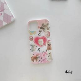 Clmj Vintage Dog Cat Star Bow Phone Case For iPhone 14 11 12 13 Pro XR XS Max X 7 8 Plus SE 2020 Cute Animal Silicone Cover INS