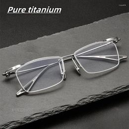 Sunglasses Frames Blade Warrior 8g Ultra Light Pure Titanium Eyeglass Frame Men's Fashion Eyebrow Wire Optical Prescription Glasses