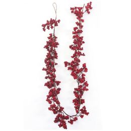 5.9 Ft Christmas Red Berry Garland Artificial Burgundy Red Pip Christmas Garland for Fireplace Decorations Holiday Decor