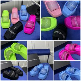 Designer Sandals Slippers Luxury Women Velvet material rhinestone Velcro tape party Room GAI Platform Slip-On Size 35-42 10cm fashion travel blue