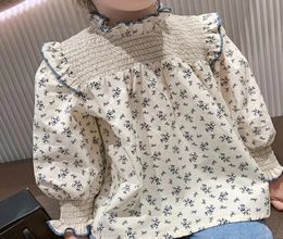 Spring 100 Cotton Lace Top White Blouse Summer Shirt Korean Baby Long Sleeve Tops Boys Shirts School Girls Blouses Camisas6690016