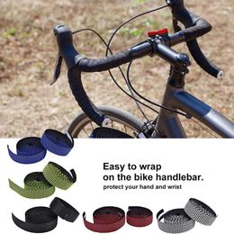 Bicycle Handlebar Honeycomb Tape Mountain Non-slip Road Bike Leather Perforated Belt 2 Plugs Breathable Handle Bar Wrap Strap